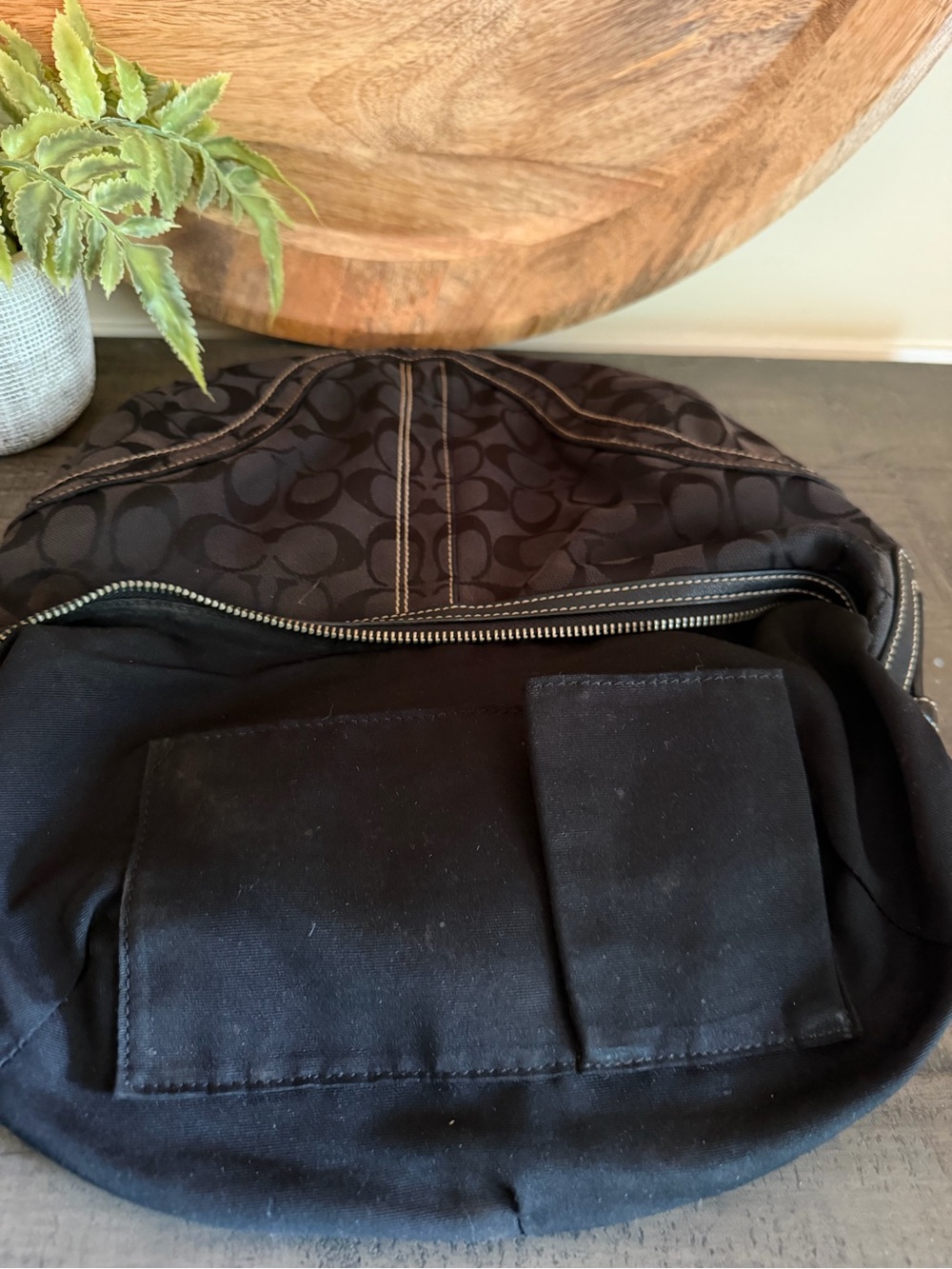 Coach VTG Y2K SoHo Signature Half Moon Hobo Canvas & Black Leather Shoulder Bag - Picture 11 of 11